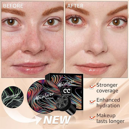 Mushroom Head Air Cushion CC Cream, Long Lasting Matte Concealer, Bright Makeup Base, Moisturizing BB Cream Liquid Foundation, Collagen Cushion Foundation (Natural, 3.21 Ounce (Pack of 1))