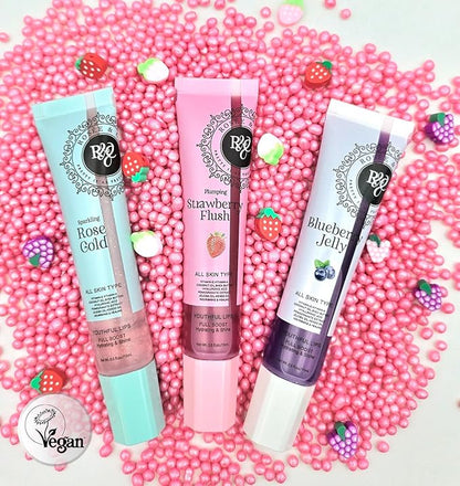 ROSÉE & CO Rosee Lip Gloss Vegan & Cruelty Free Treatment, Professional Make up, Long Lasting Glossy with Shea Butter, Moisturize, Protect & Smooth, High Shine, Non-Sticky - Set of 4-5