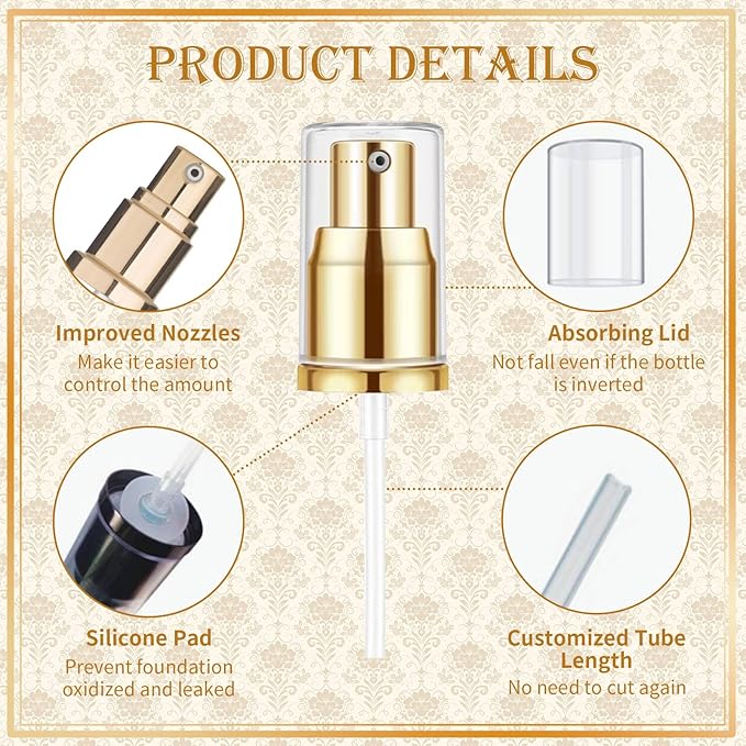 2Pack Foundation Pump Compatible with Maybelline Fit Me Liquid Foundation Makeup (Gold+Black)