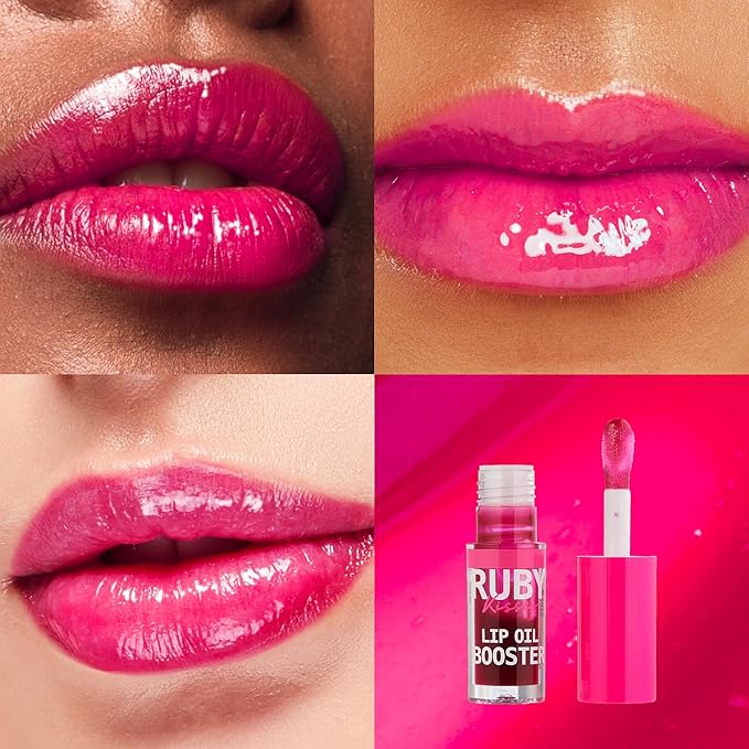 Ruby Kisses Lip Oil Booster, Hydrating Lip Gloss with Nourishing Natural Oil Blend, Jumbo Wand for Easy Application, Non-Sticky Formula