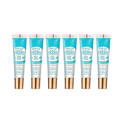 Ruby Kisses Broadway Vita-Lip Clear Lip Gloss (Argan Oil 6 Pack), Ultra-Hydrating & Soothing Formula with Multi-Vitamin Oils, High-Shine Non-Sticky Finish, Protecting Glossy Lip Balm With Vitamin E
