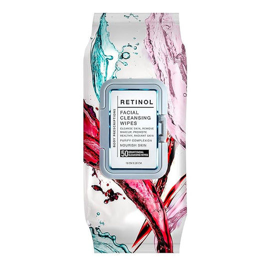 Body Prescription Makeup Cleansing Wipes - Gentle and Effective Face Wipes, 50 Count (Pack of 1), Retinol