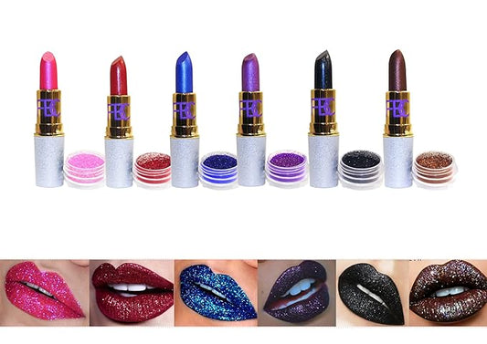 FBC Lipstick Rich Girl Collection 0.79 ounces Lipstick for Women with Free Glitter - Hydrating and Lightweight with Vitamin E (Royalty Red)