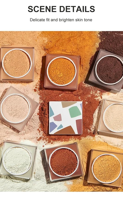 MAEPEOR Setting Powder 8 Colors Smooth and Lightweight Matte Face Powder for Brightening and Setting Makeup with Face Puff (1.76 oz, P04 Warm Orange)