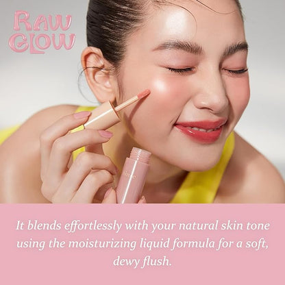 hince Dewy Liquid Cheek 6g Raw Glow Liquid Blush for Cheeks Vegan Dewy Cheek Tint Glass Skin Lightweight Liquid Blush Weightless Watercolor (COOL FLUTTER, LC003)