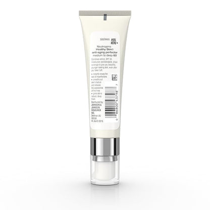 Neutrogena Healthy Skin Anti-Aging Perfector Tinted Facial Moisturizer and Retinol Treatment with Broad Spectrum SPF 20 Sunscreen with Titanium Dioxide, 60 Medium to Deep, 1 fl. oz