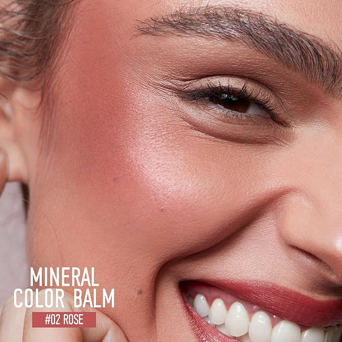KYDA Mineral Color Balm, Buildable Shimmer Color for Lips and Cheeks, Broad spectrum SPF 35, Natural Shimmer Finish, Lightweight Blendable Creamy, Multiuse Blush Stick, ROSE