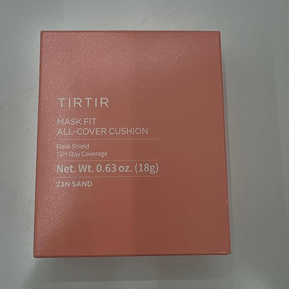 TIRTIR Mask Fit All Cover Pink Cushion Foundation | High coverage, Velvety Matte Finish, Lightweight, Flawless, Corrects Redness, Korean Cushion (#23N Sand, Full Size, 0.63 Fl Oz)