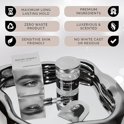 Brow Honey by Baezilla Eyebrow Gel Gift Set - Long Lasting Clear Gel With Brush & Waterproof Wax Lamination, Pack of 3