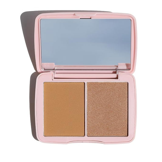 Half Caked Double Dipper Color Duo Bronzer (matte + Shimmer) | vegan & cruelty-free, fragrance-free, highly pigmented, primer-infused | 10g / 0.20 oz (Siesta Key)