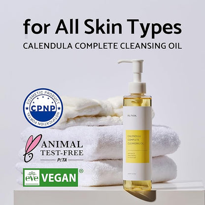 IUNIK Calendula Jojoba Oil Cleanser Gentle Makeup Remover Pore Cleansing Oil & Rose Galactomyces Synergy Serum, Tea Tree Relief Serum, Propolis Vitamin Synergy Serum Trial Travel Kit Korean Skincare