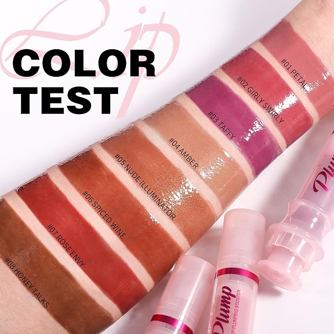 Ginger Lip Plumping Booster Lip Lipstick, Hydrating, Volumizes & High-Shine Lip Plumping Lip Glass Mirror Lip, Plump & Pout Lip Plumper for Women Girls, #05 Nude Illuminator