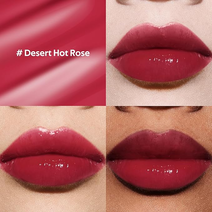 Tinted Hydrating Lip Oil, Korean Makeup Lip Gloss, High Shine, Pigmented Color, Soft Lightweight, Strong Moisturizing, Non-Sticky Lip Oil Tint for Dry Lips, for Healthy Lips All Day Long,Vegan