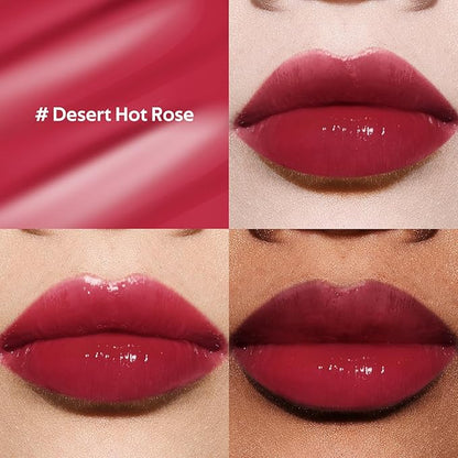 Tinted Hydrating Lip Oil, Korean Makeup Lip Gloss, High Shine, Pigmented Color, Soft Lightweight, Strong Moisturizing, Non-Sticky Lip Oil Tint for Dry Lips, for Healthy Lips All Day Long,Vegan