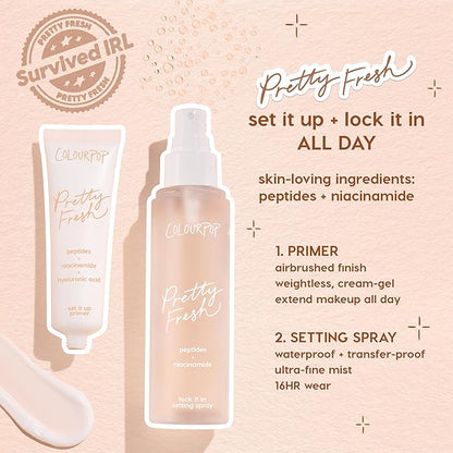 ColourPop Pretty Fresh Airbrush Makeup Primer - Hydrating, Gel-Cream Face Primer & Pore Minimizer with Peptides, Niacinamide & Hyaluronic Acid - Vegan & Cruelty-Free - Set It Up (1 Fl Oz)
