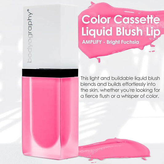 Bodyography Color Cassette Liquid Blush and Lip Tint - Multi Tasking Liquid Blush and Lip Product - Amplify
