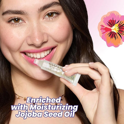 Blossom Lip Gloss Tubes, Marshmallow Scented Thick Clear High Shine Moisturizing Flower Lip Gel with Nourishing Jojoba Seed Oil, Infused with Real Flowers, 0.3oz, Marshmallow