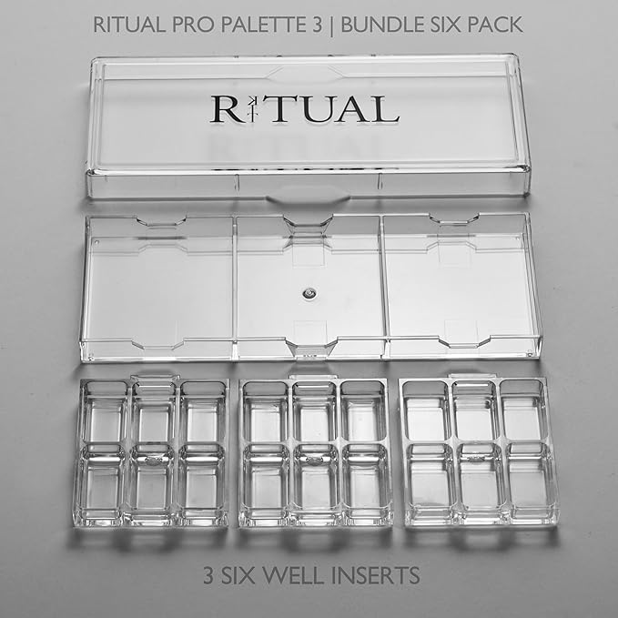 Empty Makeup Palette | 18 Wells | Modular Interchangeable Depotting System | Ritual Pro Palette 3 | 6 Well Bundle, Lipstick, Creams, Alcohol based makeup and paint, watercolor, Gouache, Acrylic paint