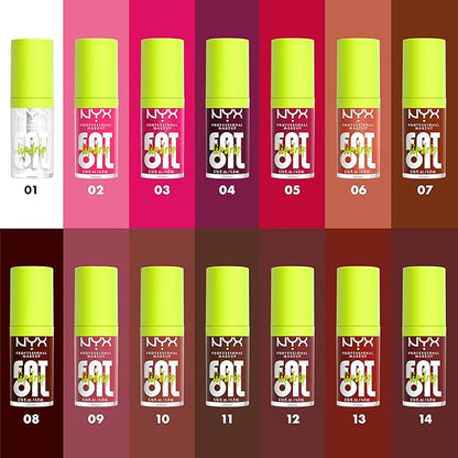 NYX PROFESSIONAL MAKEUP Fat Oil Lip Drip, Moisturizing Lip Oil Gloss, Vegan Tinted Formula, Up to 12 HR Hydration - That's Chic (Deep Berry)