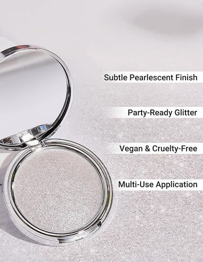 Erinde Shimmer Face Highlighter Makeup Powder, Cream to Powder Glow Finish, Lightweight & Healthy Radiance, Long Lasting Luminous Face Body Highlighter Makeup, 02 Galactic Shimmer