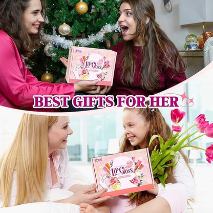 JCOOS Lip Gloss Making Kit, Lip Gloss for Girls Lipgloss Sets for Women Teens Make Your Own Lip Gloss Kit, Diy Lip Gloss Lip Kit Kids Lip Gloss Lip Gloss Base, Gift for Her Girls Crafts Teen Lip Gloss