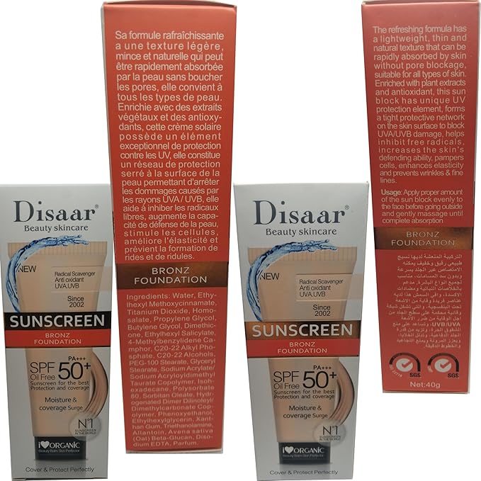 Sunscreen SPF 50 PA+++ SPF 50+ Foundation Face Cream Body Skin Protection Anti-Aging Oil Control Moisturizing Care Removes Peeling 40g / 1.41oz