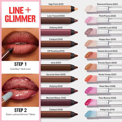 REVLON Super Lustrous Glimmer Gloss, Non-Sticky Lip Gloss, High-Shine Finish, Plant-Based Glitter, 004 Happy Hour, 0.13 fl oz