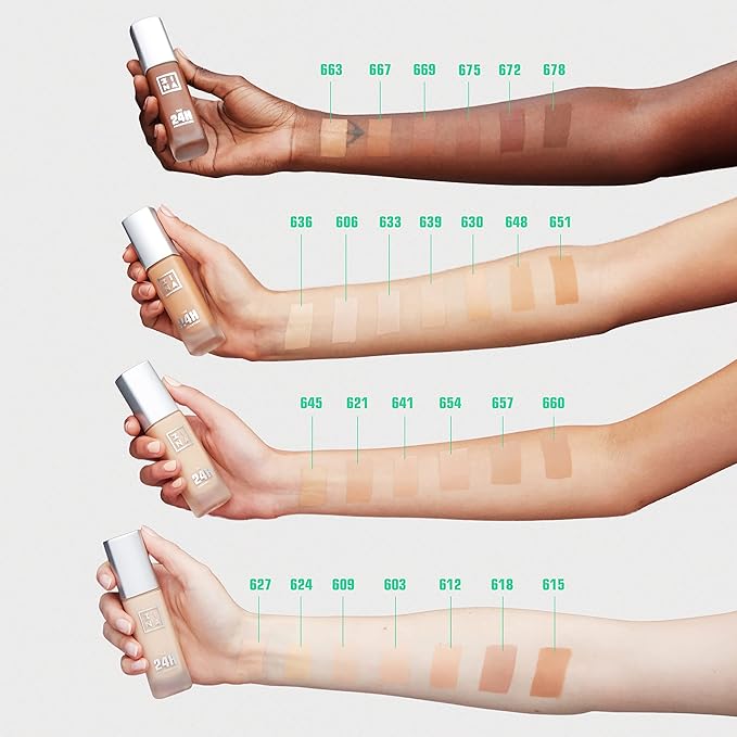 3INA The 24H Foundation 663-24H Long-Wearing Formula - Medium To High Buildable Coverage - Smooth Matte Finish - Expanded Shade Selection - Waterproof, Cruelty Free, Vegan Makeup - 1.01 Oz