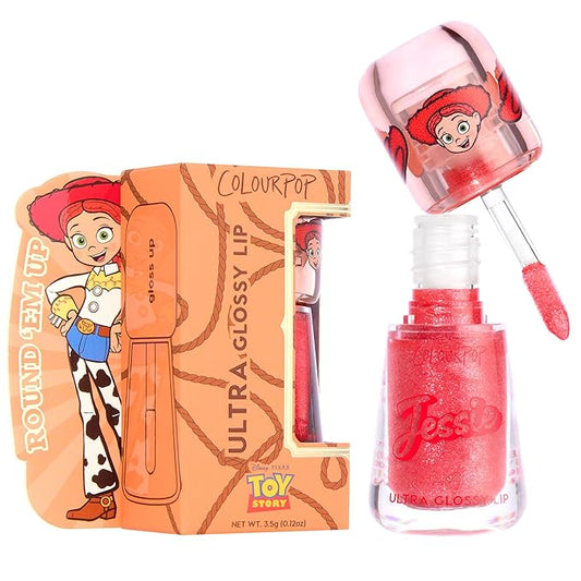 ColourPop x Toy Story Ultra Glossy Lip Gloss - High-Shine, Non-Sticky & Hydrating Lip Gloss with a Flexible Paddle Applicator - Sheer Coral with Pink, Gold & Silver Pear Finish - Yeehaw! (0.12 oz)