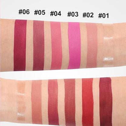 6PCS Diamond Lip Gloss Set, Matte & Pearlescent Finish, Long-Lasting Hydrating Lipstick, Non-Sticky, High-Pigment Formula for All-Day Wear, Shimmer & Velvet Effect (Diamond B, 1)