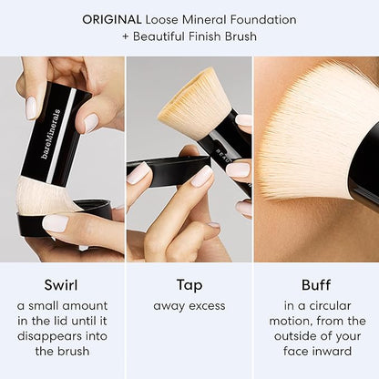 bareMinerals Original Get Started Kit, 4 Piece Mini Mineral Makeup Includes Original Loose Foundation, Face Primer, Setting Powder, Brush, Travel Sizes, Must-Have Kit, Vegan