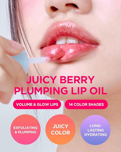 TOCOBO Juicy Berry Plumping Lip Oil 07 Plum Jam – Korean Vegan Hydrating Lip Oil with Plant Oils for High Shine Gloss - Non Sticky Formula for All Skin Tones, 0.12 fl.oz.