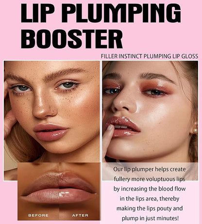 Lip Plumping Booster, Spicy Lip Lipstick, Lifting Lip Gloss, Hydrating, Volumizes & High-Shine Plumping Lip Glass Mirror Lip Glaze Lip Makeup, Plump & Pout Lip Plumper for Women Girls (#02)