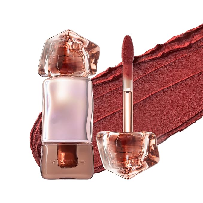 Mistine Cream Lip Gloss Thai latte Long Lasting Lip Gloss Non-sticky Silk Smooth Mist Matte Finish Lip Tint Gloss C06 Caramelized Red Apricot 0.1 fl oz 1 Count