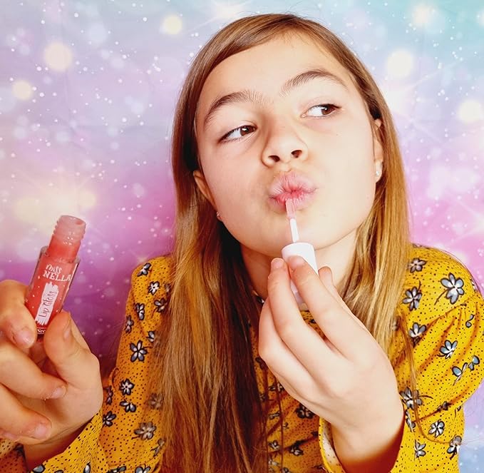 MISS NELLA Pink Secret Lip Gloss, Pink hydrating children Lip Gloss, watermelon scent, gentle on the skin. gives a sheer kiss of colour, with extra shine.