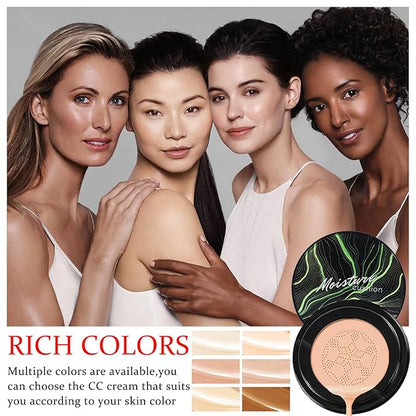 CAHIUYOA Mushroom Head Air Cushion CC Cream BB Cream Mushroom Head Foundation Full Coverage Foundation Makeup Long Lasting Moisturize Matte Concealer - 01 LIvory