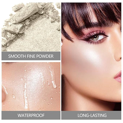 8 Colors Highlighter Makeup Palette，Shimmer Glitter Multichrome Highlight Powder luminizers，All Sparkling Shades Can Be layered or Worn Individually to Enhance & Brighten Your Face Features