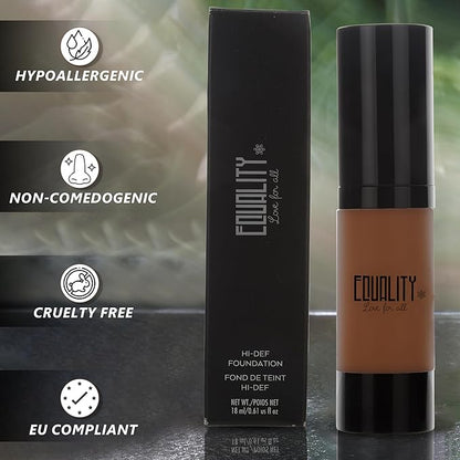 EQUALITY HI-DEF Foundation, Water resistant, Medium to Full coverage, Dewy finish non-matt, 12 hour wear Shine control, Cruelty Free, Paraben Free, 18ml/0.61 US Fl Oz - C11
