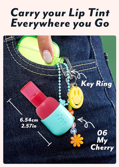 I'M MEME Water Gel Tint - Color Key Ring | Gift, Highly-pigmented, Long Lasting, Travel-Friendly, Lip Stain, 06 My Cherry, 0.09 Oz