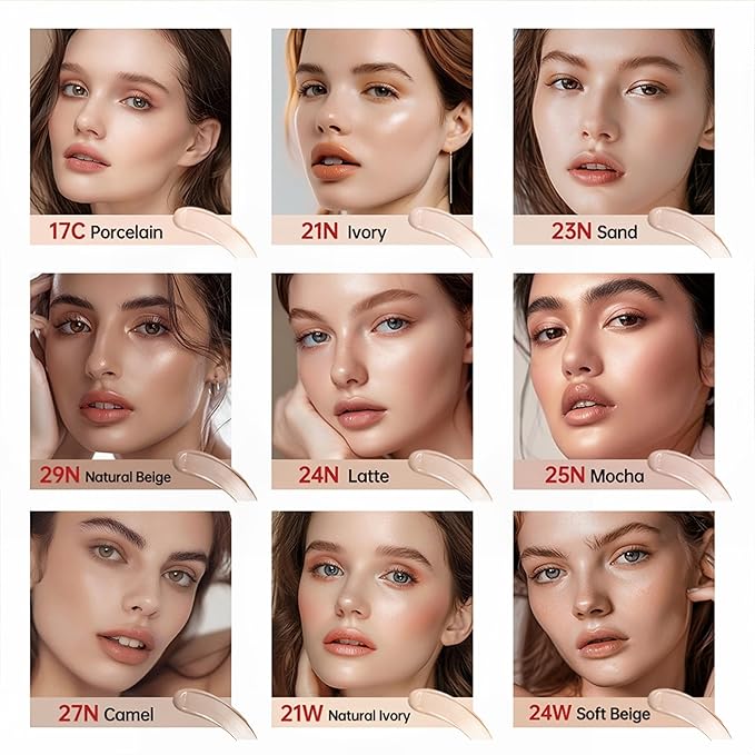 MAEPEOR Cushion Foundation 9 Colors Full Coverage Weightless Satin Glow Foundation Hydrating Long-Lasting Cushion BB Cream (Color 07)