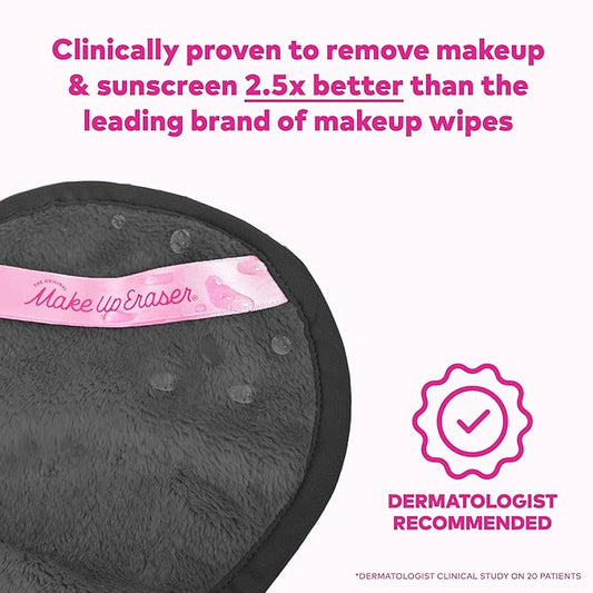 The Original MakeUp Eraser Mini PRO, Erase All Makeup With Just Water, Including Waterproof Mascara, Eyeliner, Foundation, Lipstick, Sunscreen and More! Chic Black, 1ct.