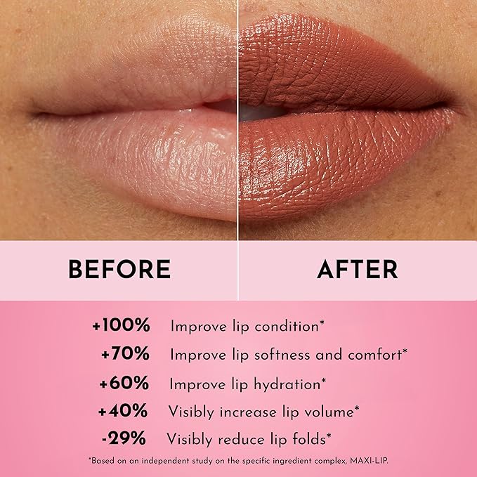 Forget the Filler Lip-Plumping Line-Smoothing Satin Cream Lipstick, Cookie, Red, 0.1 Ounce