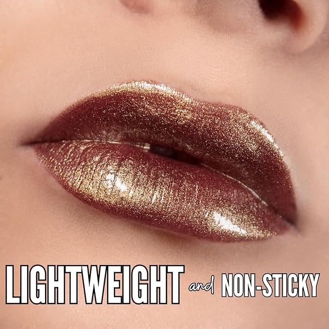 Mynena Bronze Glitter Lip Gloss Non-Sticky Filled with Iridescent Sparkles | Lightweight Shimmer Lip Topper – Paraben-Free | Demi-Sheer Lipgloss from Cosplay to Everyday Glam | IHazel