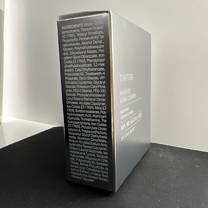 TIRTIR Mask Fit Aura Silver Cushion Foundation | Semi-glow Finish, Natural Coverage, Moisturizing, Lightweight, Korean cushion foundation (#27C Cool Beige, Full Size, 0.63 Fl Oz)