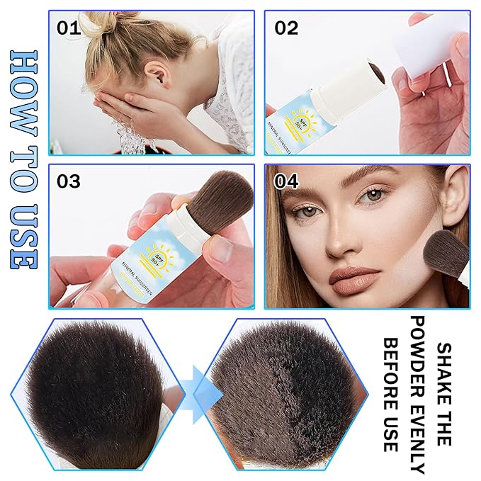 Sunscreen Setting Powder SPF 50 +,Translucent Mineral Sunscreen with Brush for Face Make Up,Oil Control Matte Finish,Lightweight Breathable Face Makeup Powder