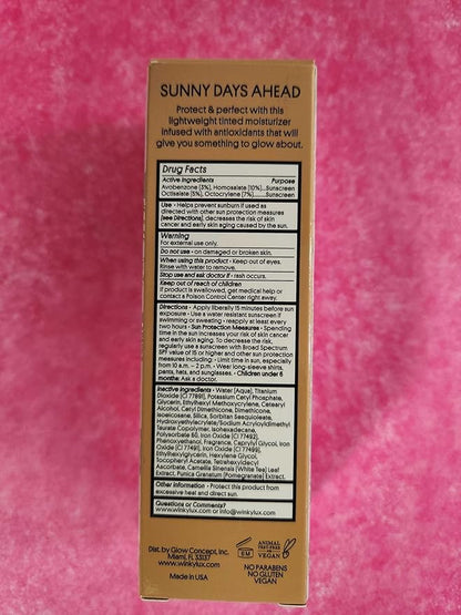 Winky Lux White Tea Tinted Moisturizer SPF 30 Sunscreen for Face with SPF, Makeup Face Moisturizer with Vitamin E, Medium