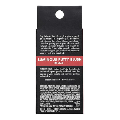 e.l.f. Luminous Putty Blush, Putty-to-Powder, Buildable Blush With A Subtle Shimmer Finish, Highly Pigmented & Creamy, Vegan & Cruelty-Free, Belize