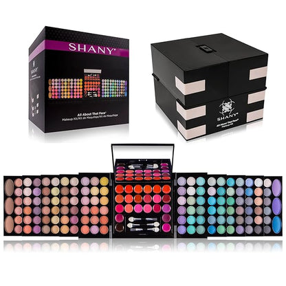 SHANY All About That Face Makeup Kit - All in one Beginner Makeup Set - Eye Shadows, Lip Colors, Face Makeup, Cosmetics applicators & More.