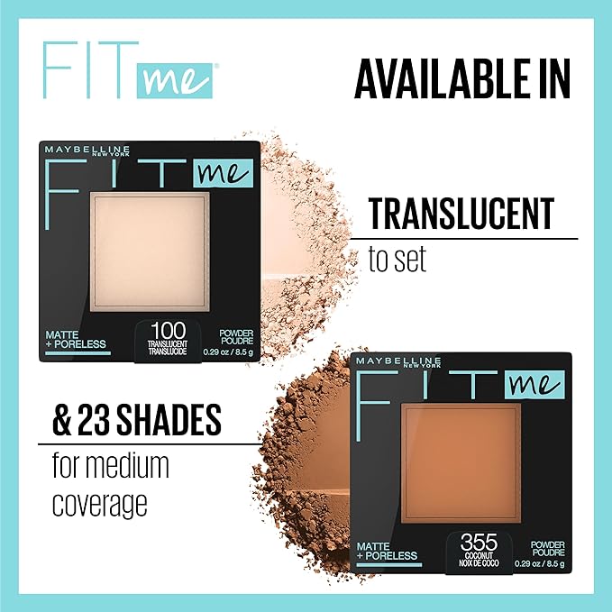Maybelline Fit Me Matte + Poreless Liquid Foundation Makeup & Pressed Powder Face Makeup, Warm Coconut & Coconut, 1 Count Each