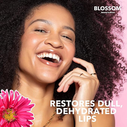 Blossom Lip Oil with Olive Oil + Grape Seed Oil, Moisturizing and Hydrating Shimmer Sparkle, Infused with Real Flowers, 6g, Holiday Stocking Stuffer, 2 pack, Coconut/Watermelon